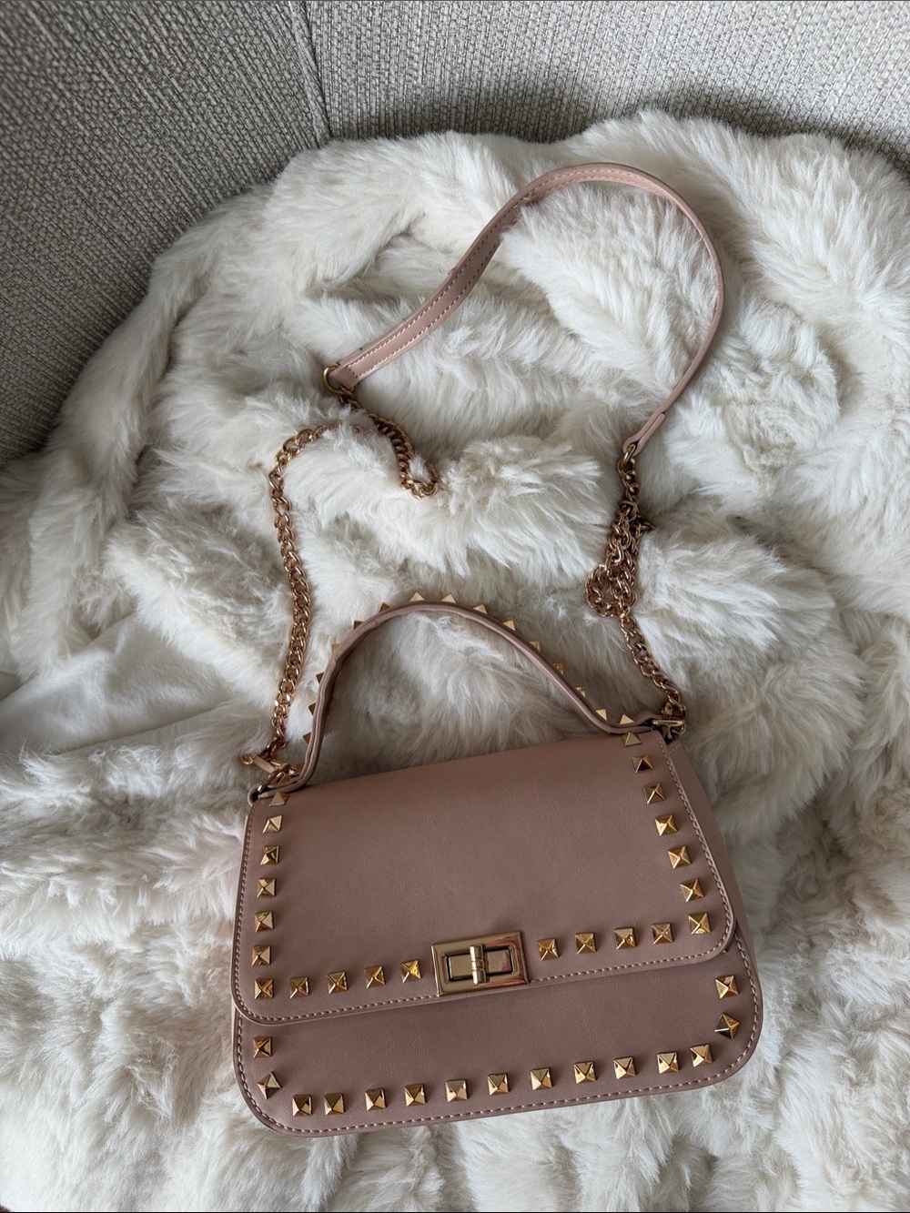 Prima Donna Blush Pink Studded Top Handle Satchel
